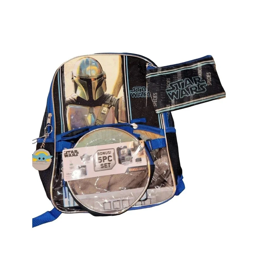 Star Wars Mandalorian Grogu kids backpack & Lunch bag 5 Pc new